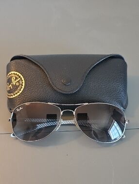 Ray-Ban Silver Aviator Sunglasses with Black Gradient Lenses